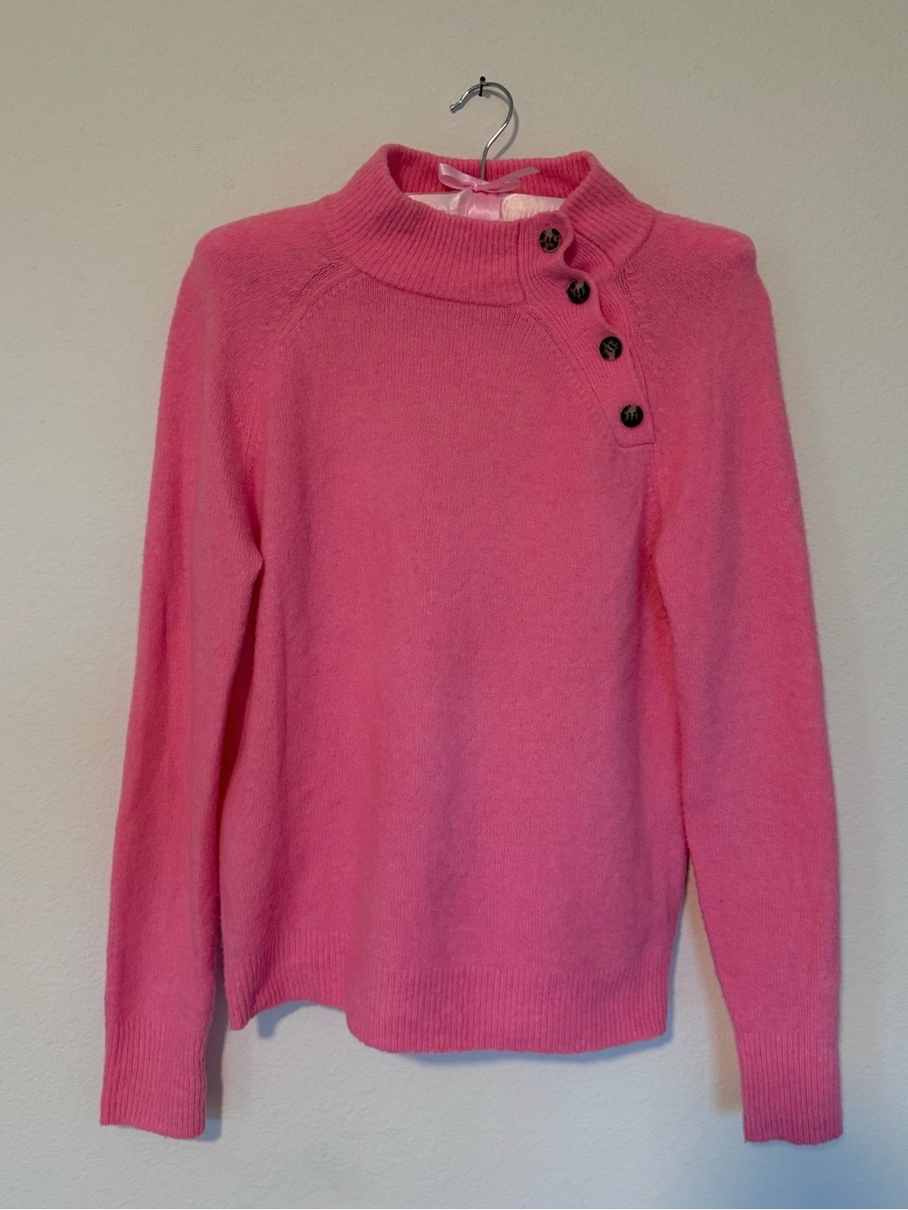 J.Crew Pink Button Neck Sweater XS